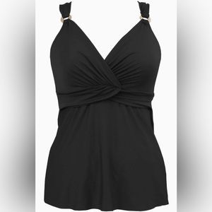 NWT Miraclesuit Women’s Black Plunge Tankini Underwire Size 40DD